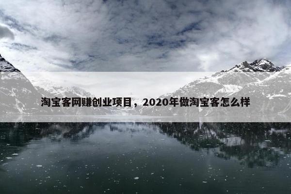 淘宝客网赚创业项目，2020年做淘宝客怎么样